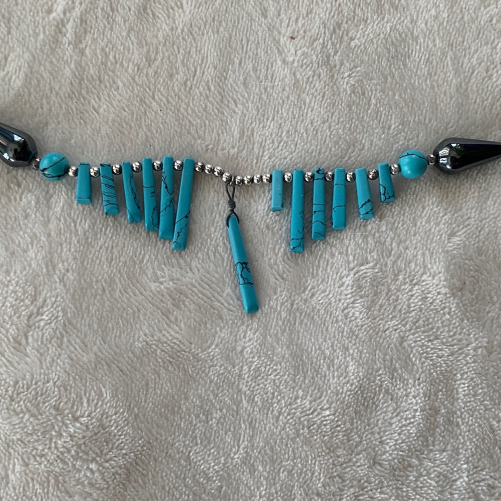 Silver and turquoise beaded necklace